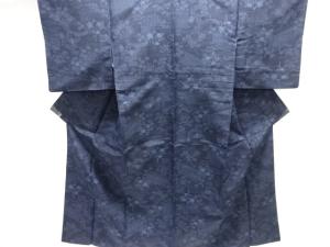 草花模様織り出し手織り紬着物